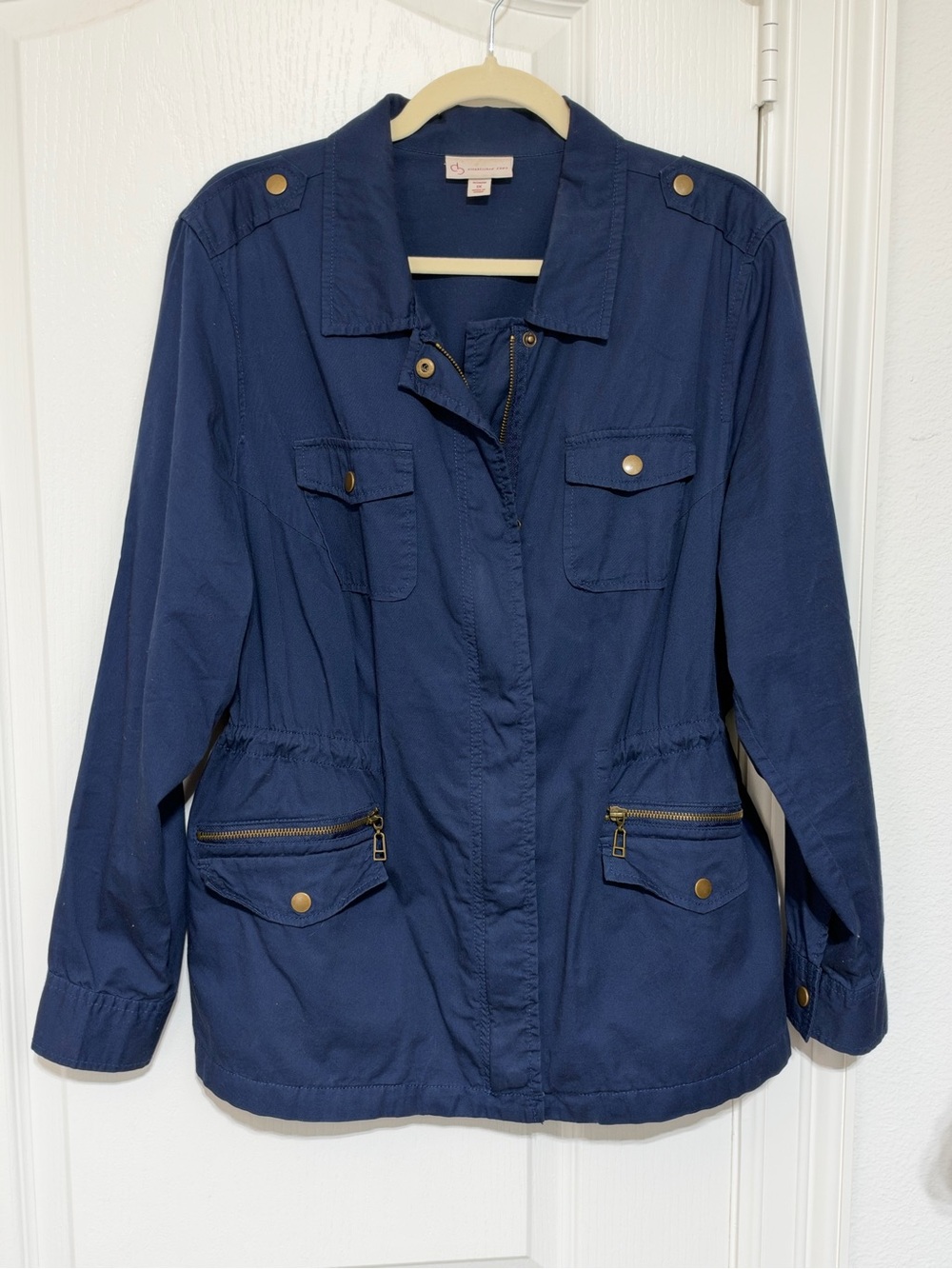 Women's Navy Utility Jacket with Waist-Defining Drawcord